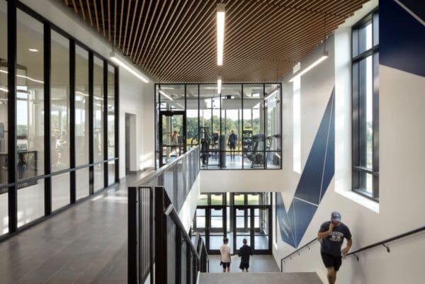 a staircase inside the new Erie Hall